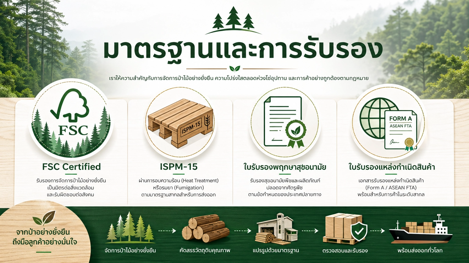 Standards and certifications — FSC, ISPM-15, Phytosanitary, Certificate of Origin